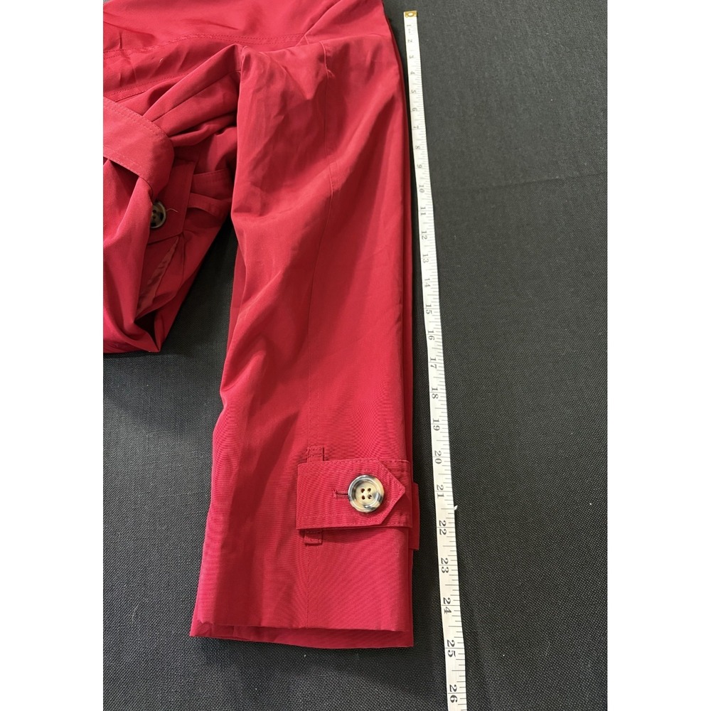 Classy Red Belted Classic City Chic Trench Coat London Fog Womens XS - Picture 12 of 14